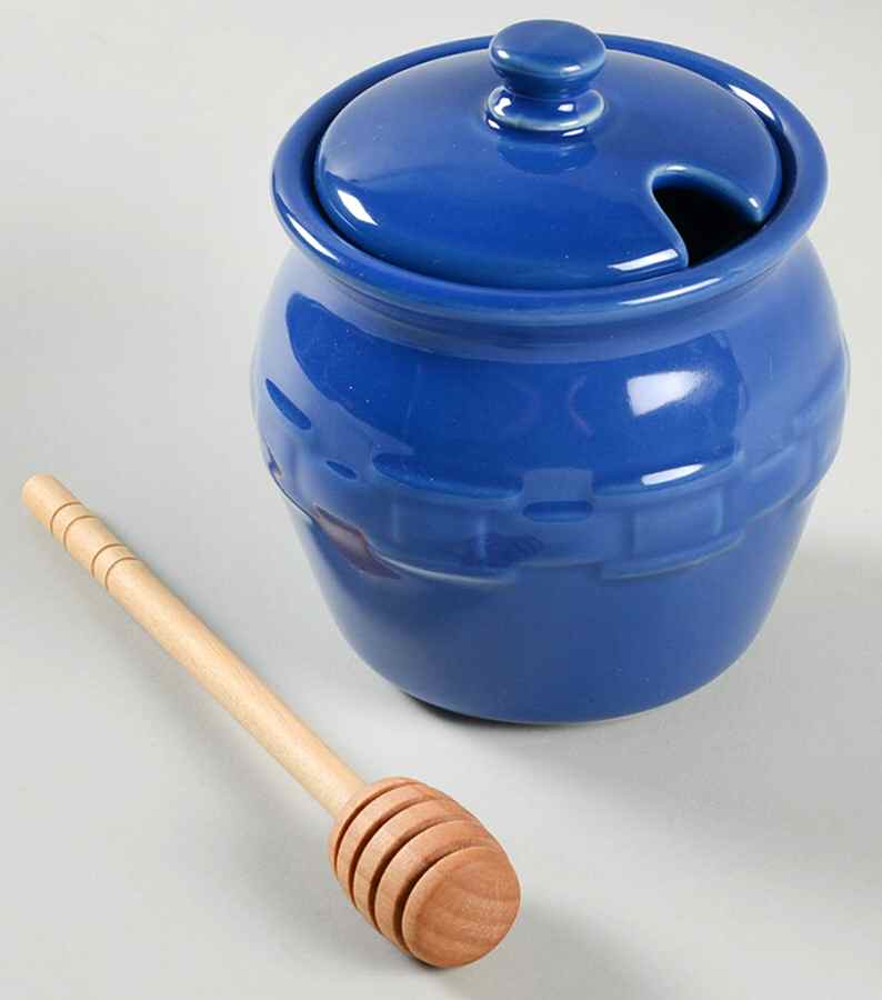 Woven Traditions Cornflower Honey Pot & Lid by Longaberger-1