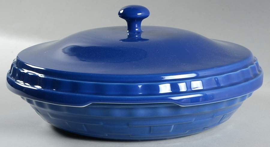 Woven Traditions Cornflower 10" Pie Baking Plate & Ceramic Lid by Longaberger-1