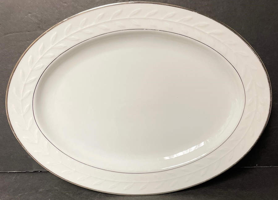 Claremont Platinum 15" Oval Serving Platter by Ralph Lauren China-1