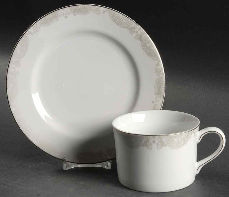 Satin Paisley Platinum Flat Cup & Saucer Set by Ralph Lauren China-1