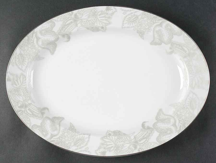 Satin Paisley Platinum 15" Oval Serving Platter by Ralph Lauren China-1