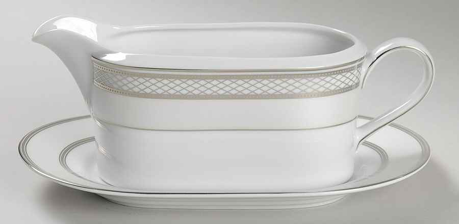 Silk Ribbon Pearl Gravy Boat & Underplate by Ralph Lauren China-1