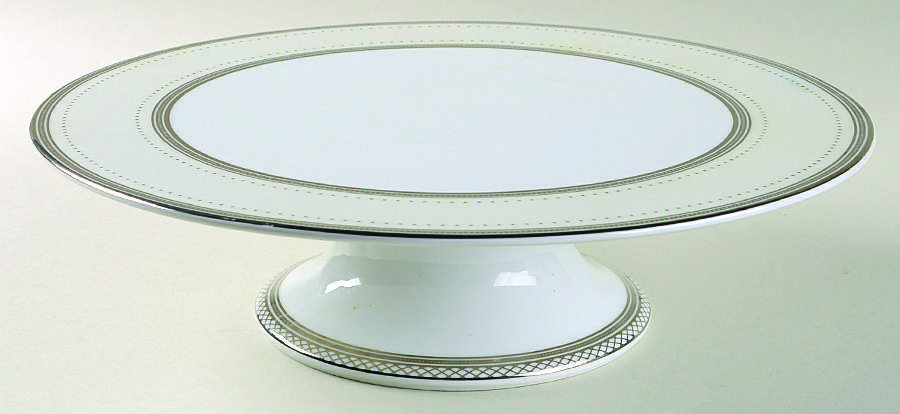 Silk Ribbon Pearl 12" Diameter Pedestal Cake Stand by Ralph Lauren China-1