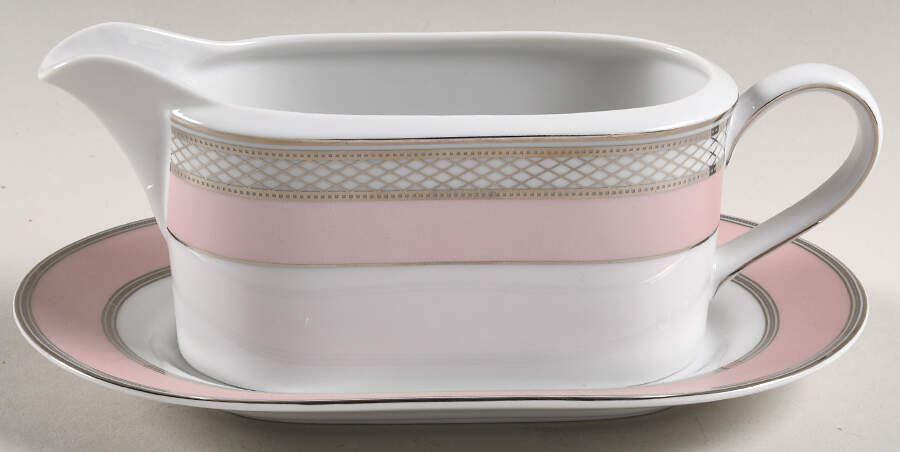 Silk Ribbon Pink Gravy Boat & Underplate by Ralph Lauren China-1