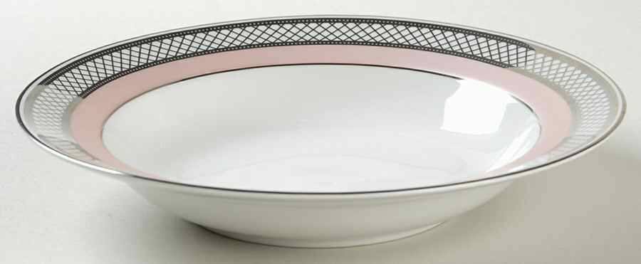 Silk Ribbon Pink Rim Soup Bowl by Ralph Lauren China-1