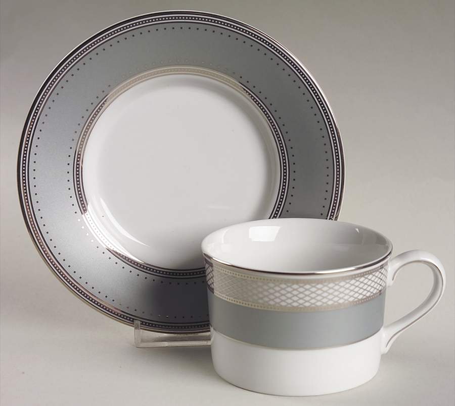 Silk Ribbon Slate Flat Cup & Saucer Set by Ralph Lauren China-1