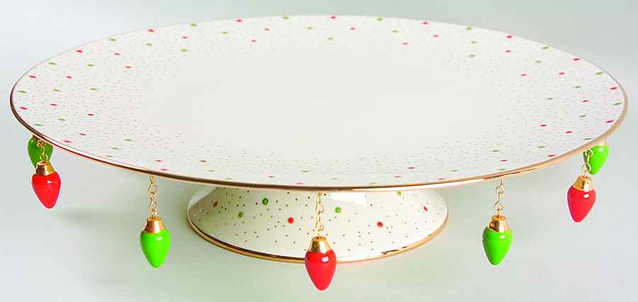 China Jewels Christmas 11" Diameter Pedestal Cake Stand by Lenox-1