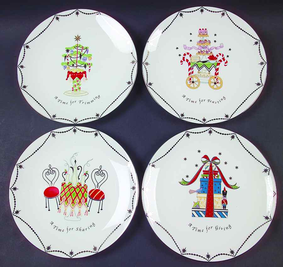 Merry and Bright A Time For Dessert Plate - Set of 4 Motifs by Lenox-1