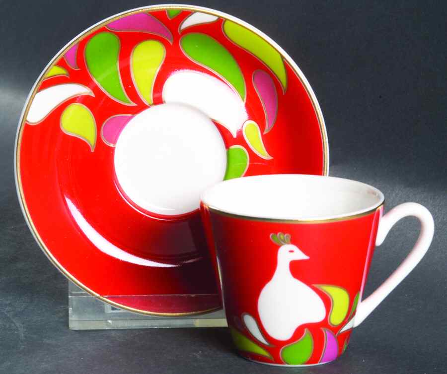 Festive Peacock Flat Demitasse Cup & Saucer Set by Lenox-1
