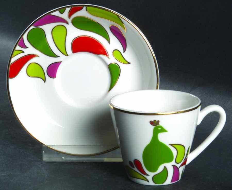 Festive Peacock Flat Demitasse Cup & Saucer Set by Lenox-1