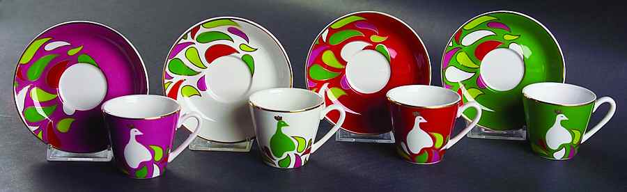 Festive Peacock (Boxed Set-4 Motifs) Demitasse Cup & Saucer Set by Lenox-1