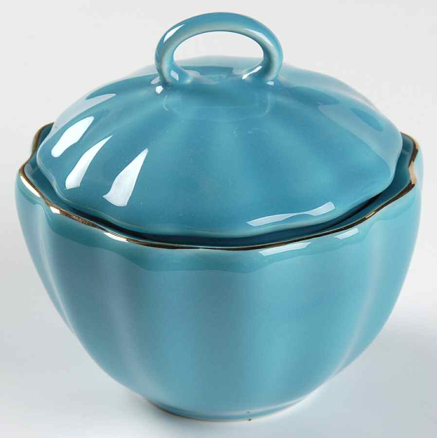 Gwinnett Lane Turquoise Sugar Bowl & Lid by Lenox-1