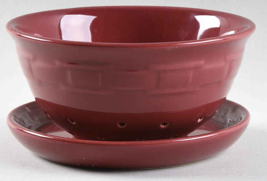 Woven Traditions Paprika Pierced Berry Bowl and Underplate by Longaberger-1