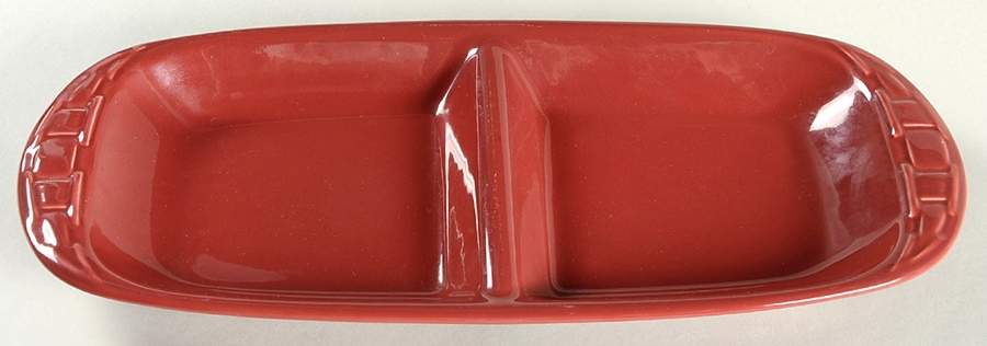 Woven Traditions Paprika 15" Oval Divided Vegetable Bowl by Longaberger-1