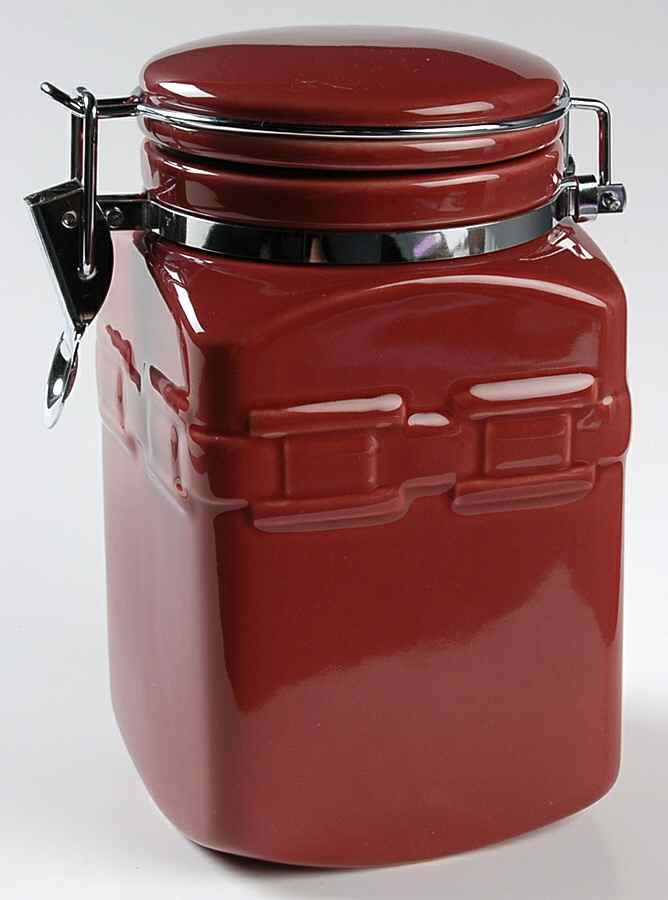 Woven Traditions Paprika Square Coffee Canister with Hinged Lid by Longaberger-1