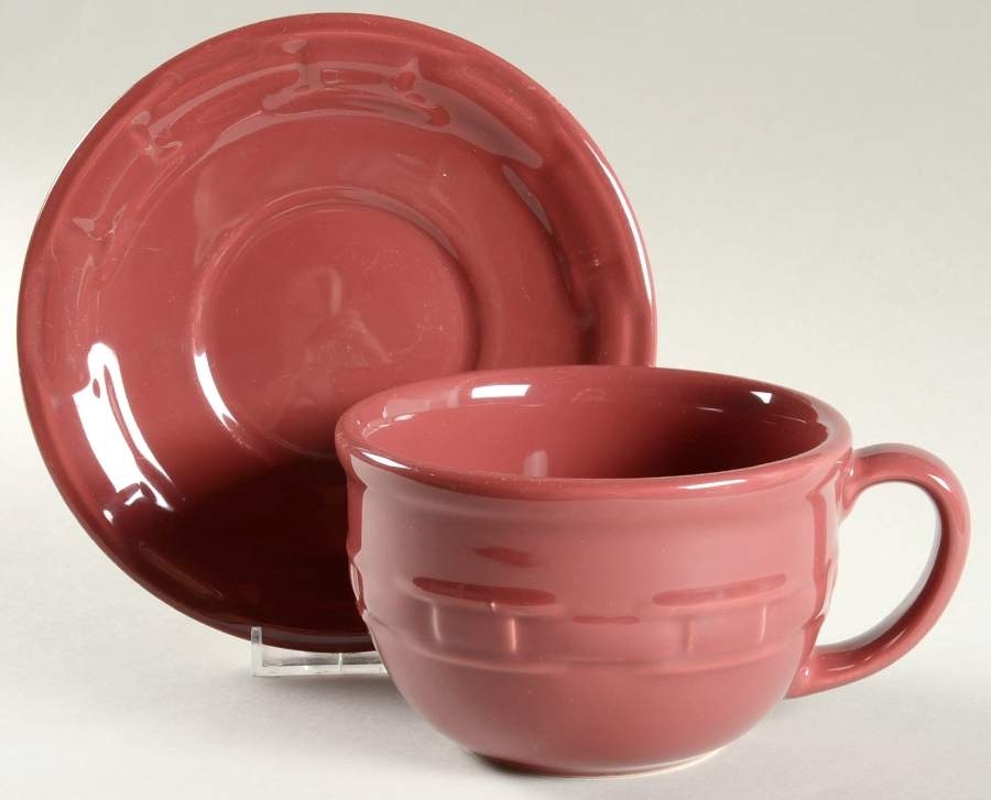 Woven Traditions Paprika Cappuccino Cup & Saucer Set by Longaberger-1