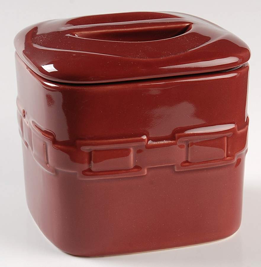 Woven Traditions Paprika Small Square Canister & Lid by Longaberger-1