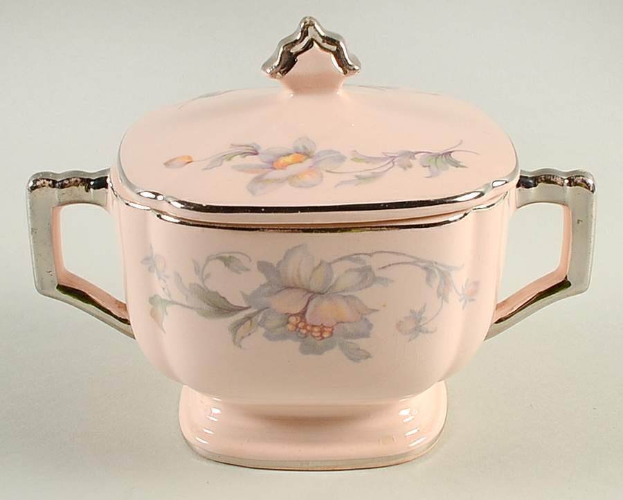 Silver Moon (Royal Beige Ware) Sugar Bowl & Lid by Limoges-American-1