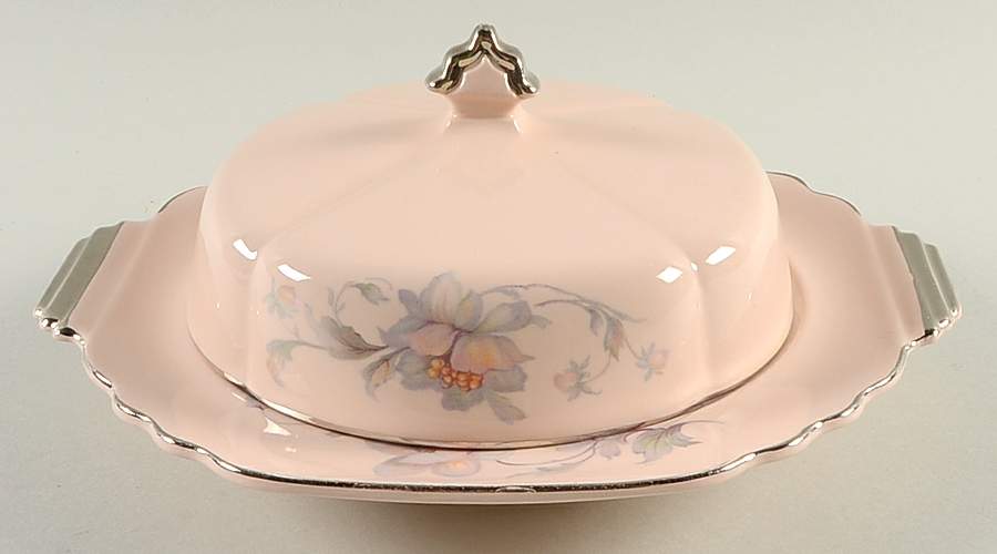 Silver Moon (Royal Beige Ware) Round Covered Butter by Limoges-American-1