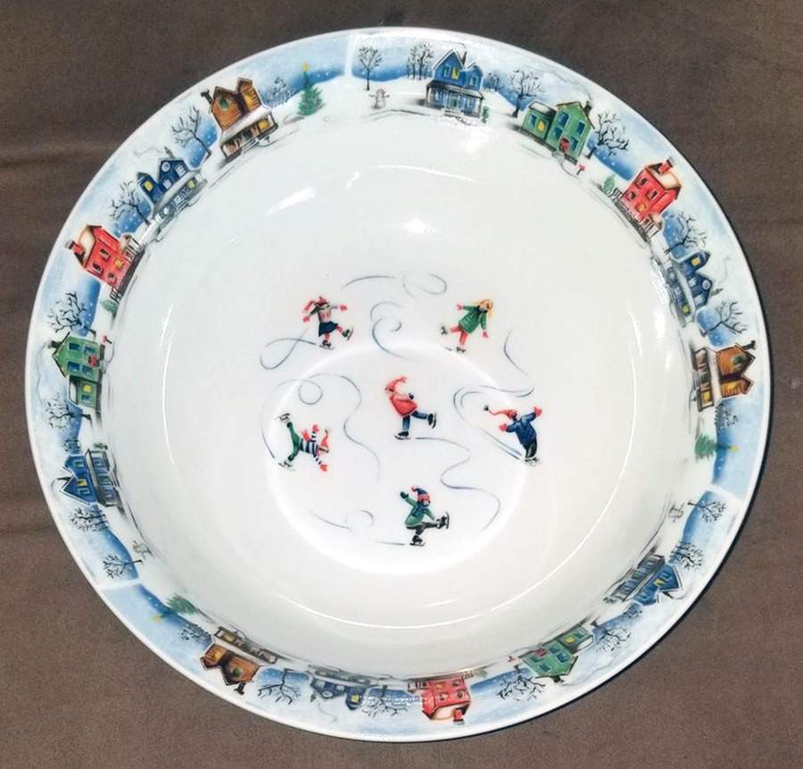 Christmas Village 8" Round Vegetable Bowl by Livingquarters-1