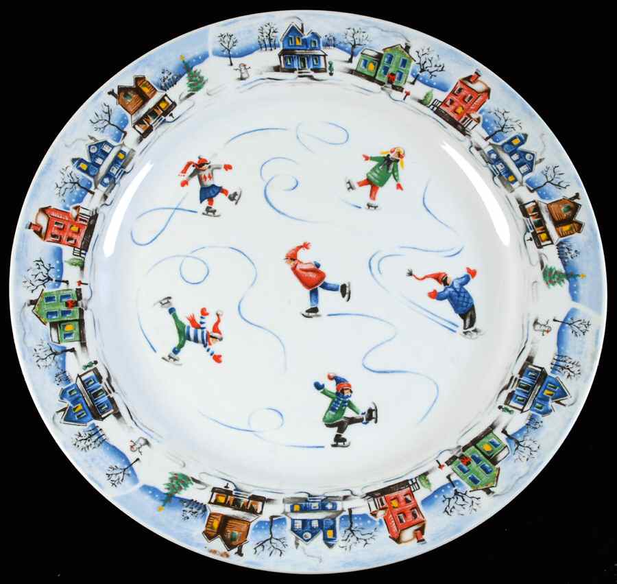 Christmas Village 14" Chop Plate (Round Platter) by Livingquarters-1