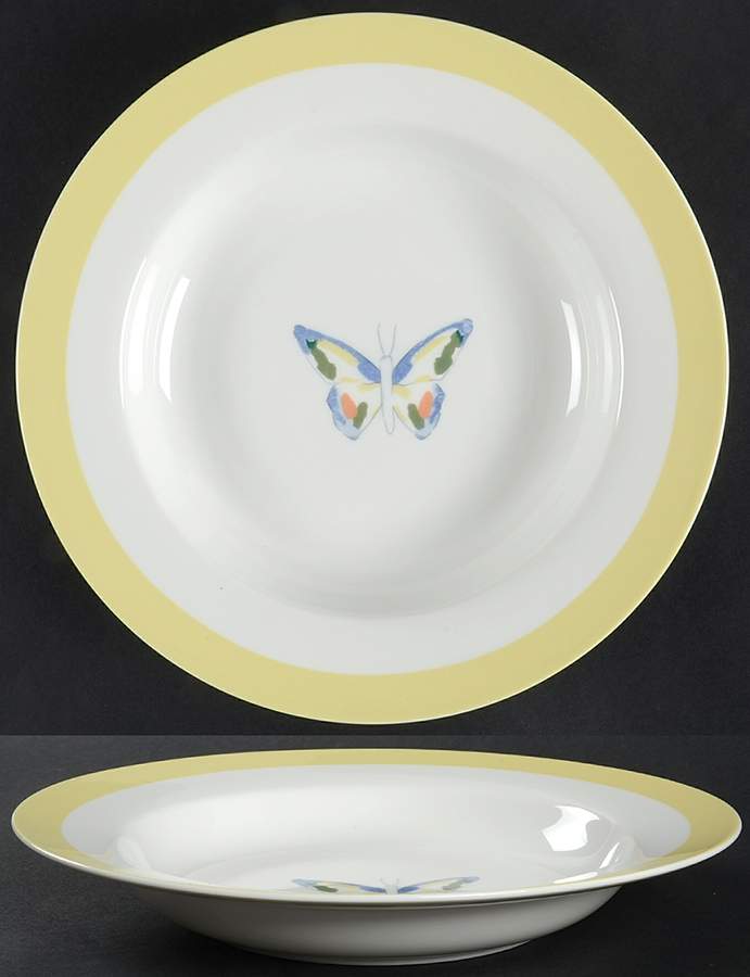 Farfalla Yellow Large Rim Soup Bowl by Lynn's China-1