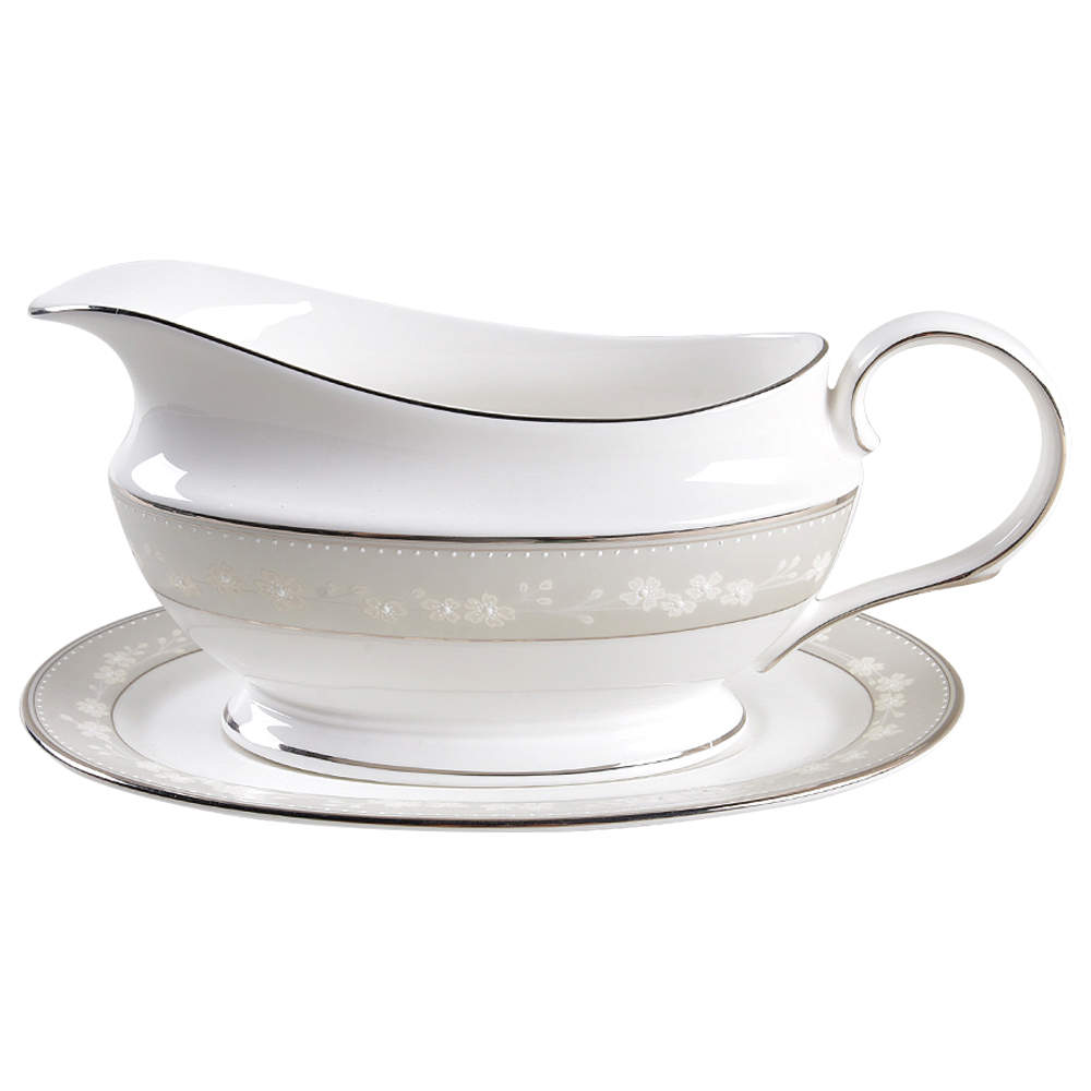 Bellina (Platinum Trim) Gravy Boat & Underplate by Lenox-1