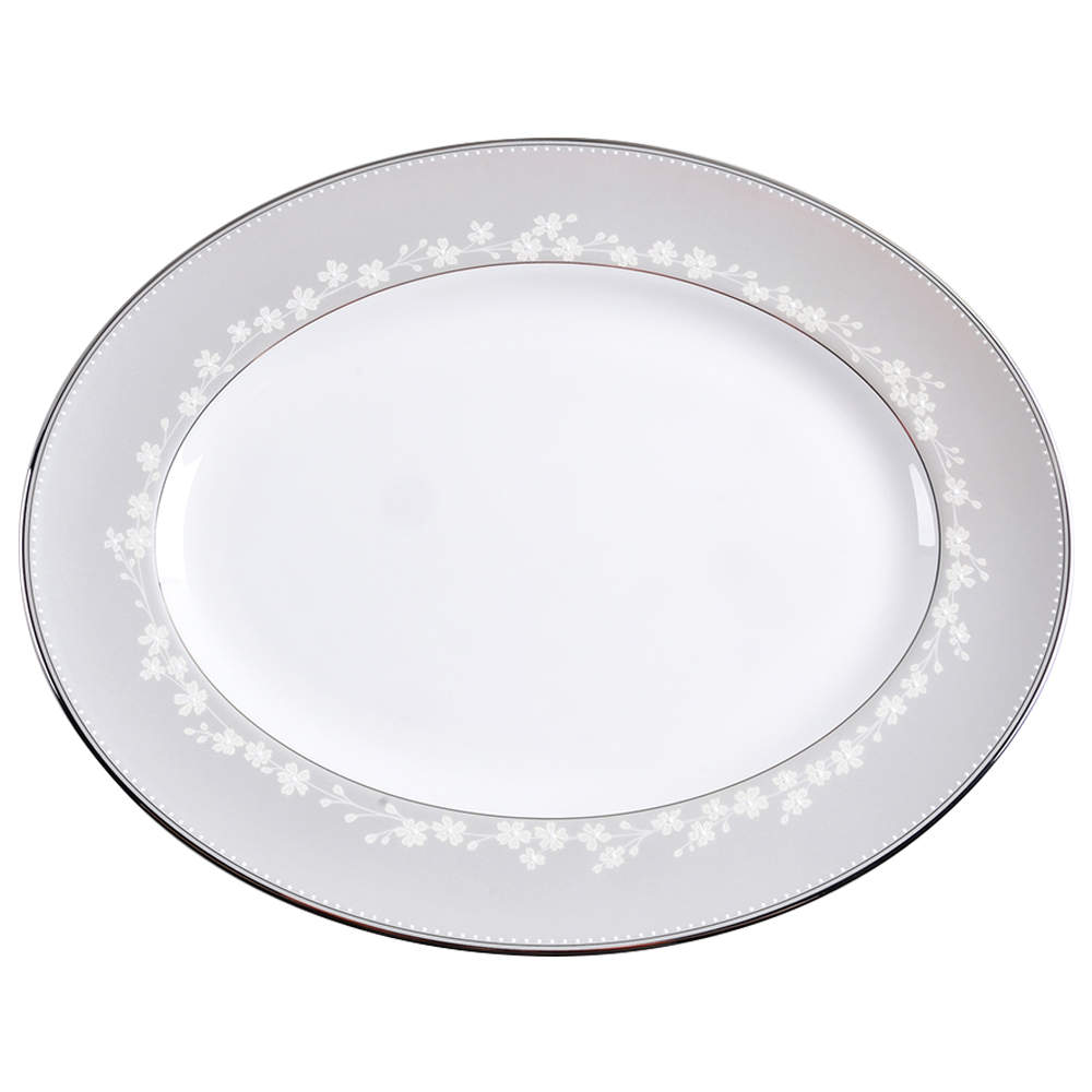 Bellina (Platinum Trim) 13" Oval Serving Platter by Lenox-1