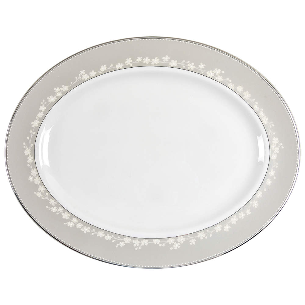Bellina (Platinum Trim) 16" Oval Serving Platter by Lenox-1