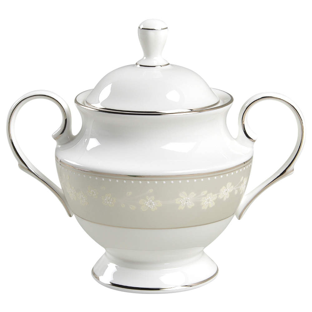 Bellina (Platinum Trim) Sugar Bowl & Lid by Lenox-1