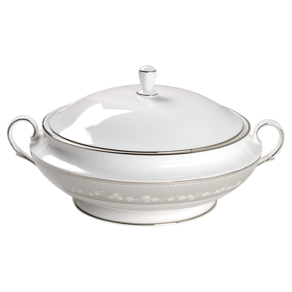 Bellina (Platinum Trim) Round Covered Vegetable by Lenox-1