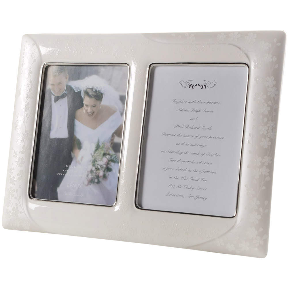 Bellina (Platinum Trim) Invitation Frame (Holds a 5x7 Invitation & Photo) by Lenox-1