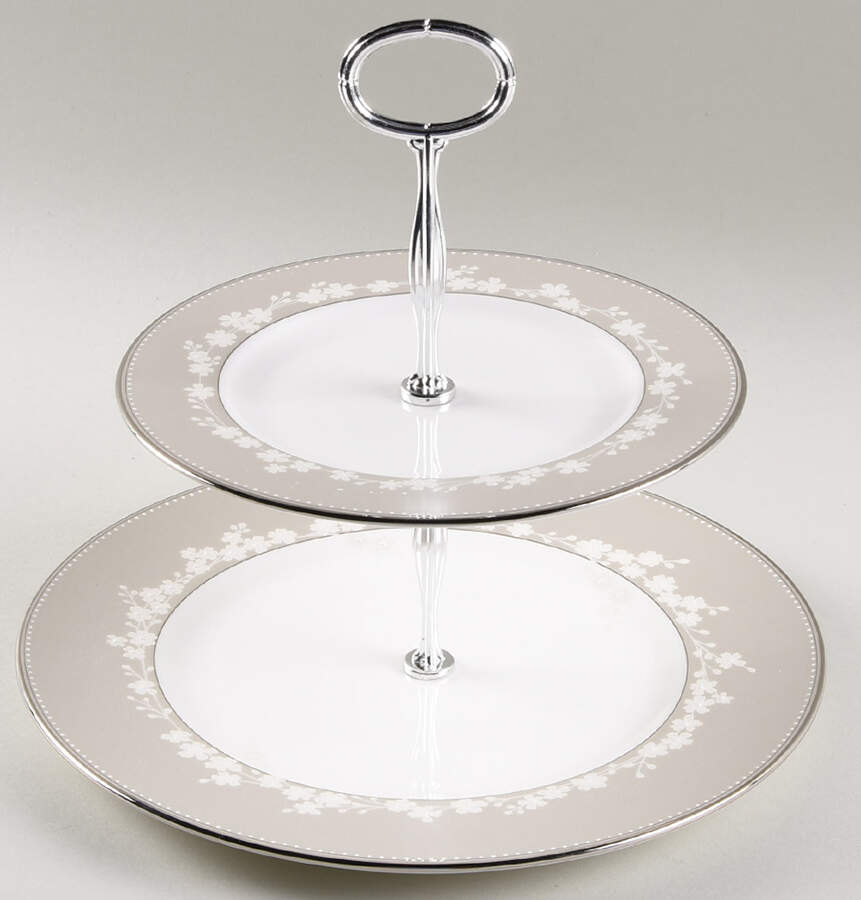 Bellina (Platinum Trim) 6 5/8"-10"  2 Tiered Serving Tray (Dp, Sp) HC by Lenox-1