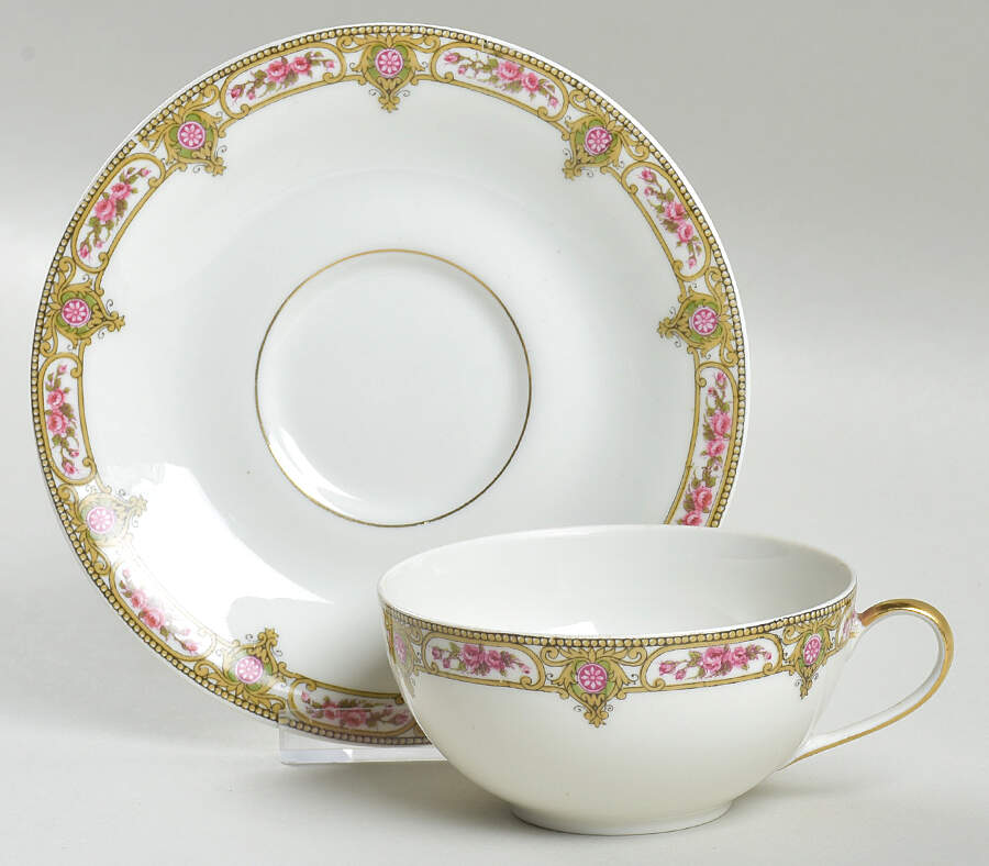 LIM317 Flat Cup & Saucer Set by Limoges-French-1