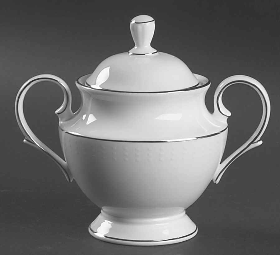 Herald Square White Sugar Bowl & Lid by Lenox-1