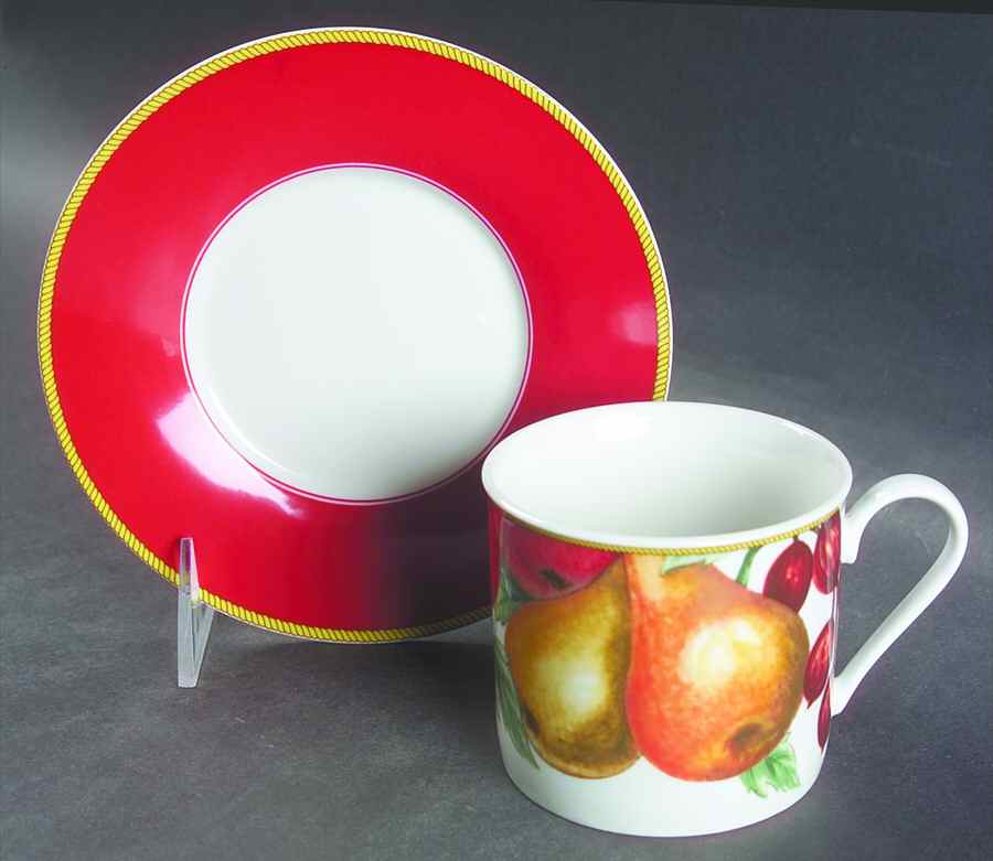 Spiced Fruit Punch Flat Cup & Saucer Set by Lynn's China-1