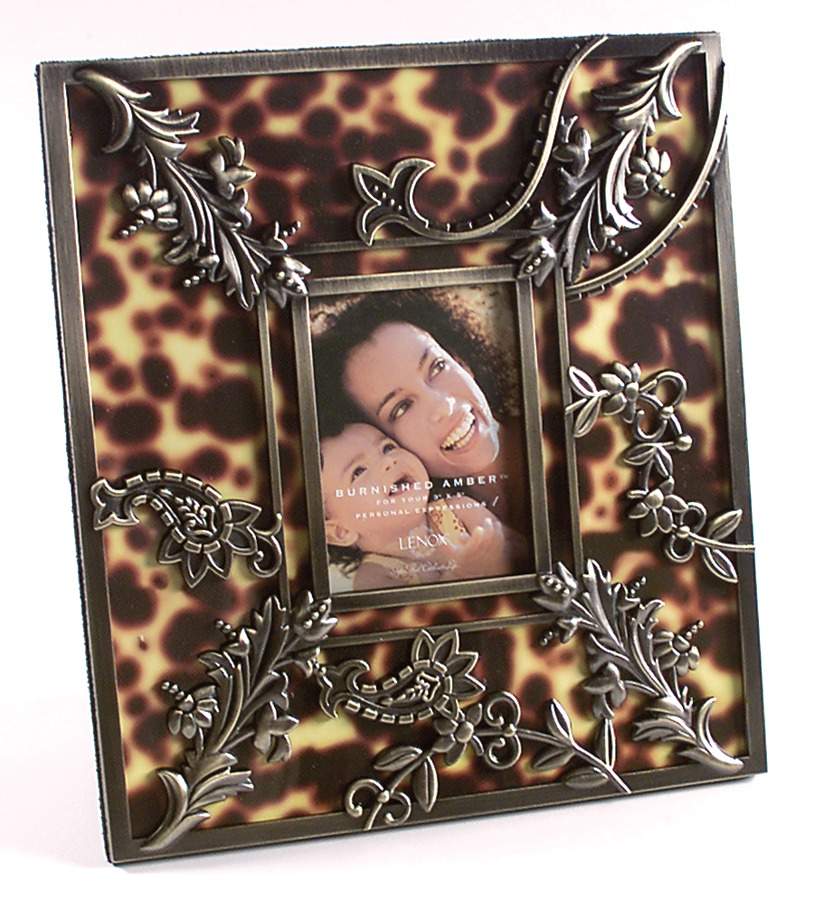 Burnished Amber Metal Frame Holds 3" X 5" Picture by Lenox-1