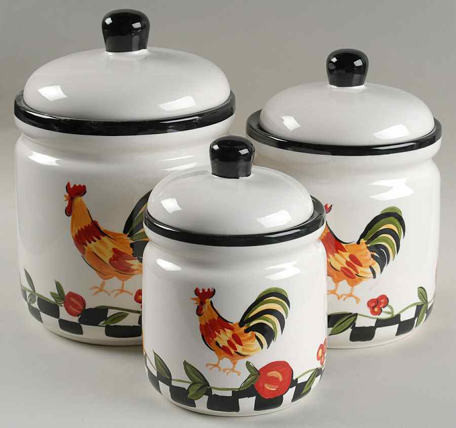 Rooster Checks (3 Piece) Canister Set (Box Set) by Lynn's China-1