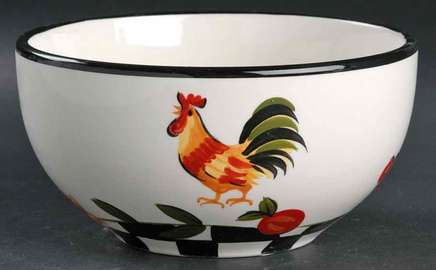 Rooster Checks Soup/Cereal Bowl by Lynn's China-1