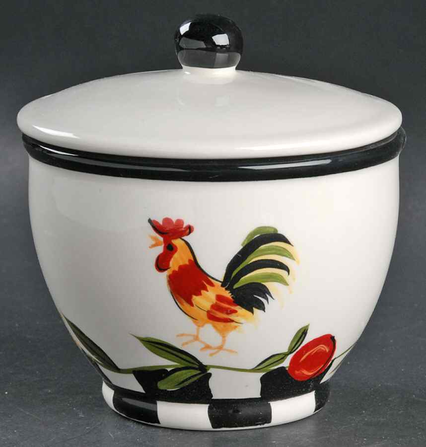 Rooster Checks Sugar Bowl & Lid by Lynn's China-1