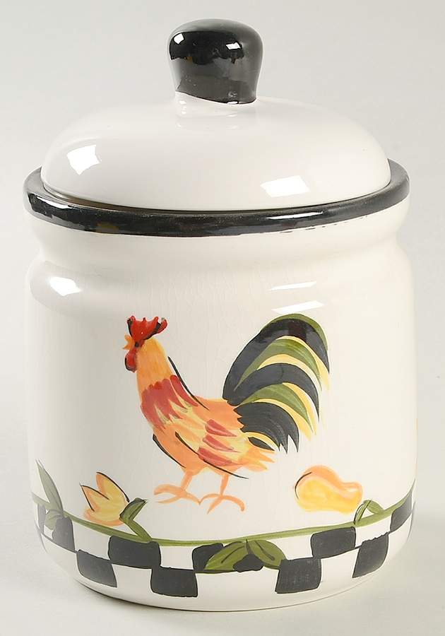 Rooster Checks Small Canister & Lid by Lynn's China-1