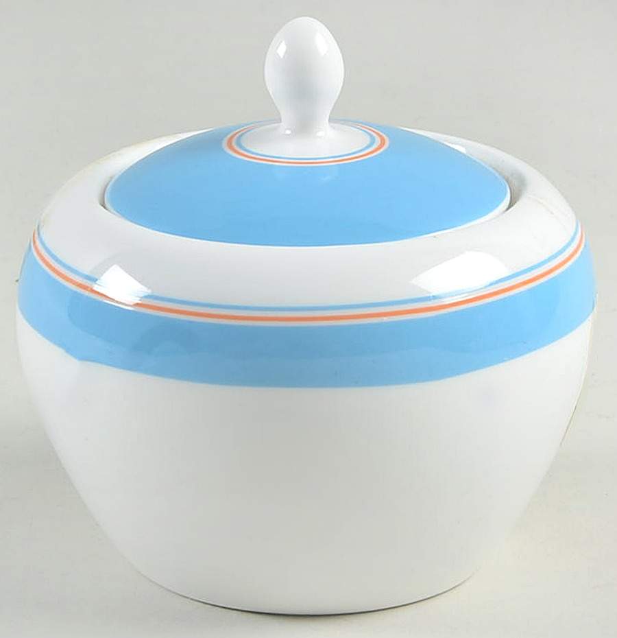 Cays Stripe Blue Sugar Bowl & Lid by Lenox-1