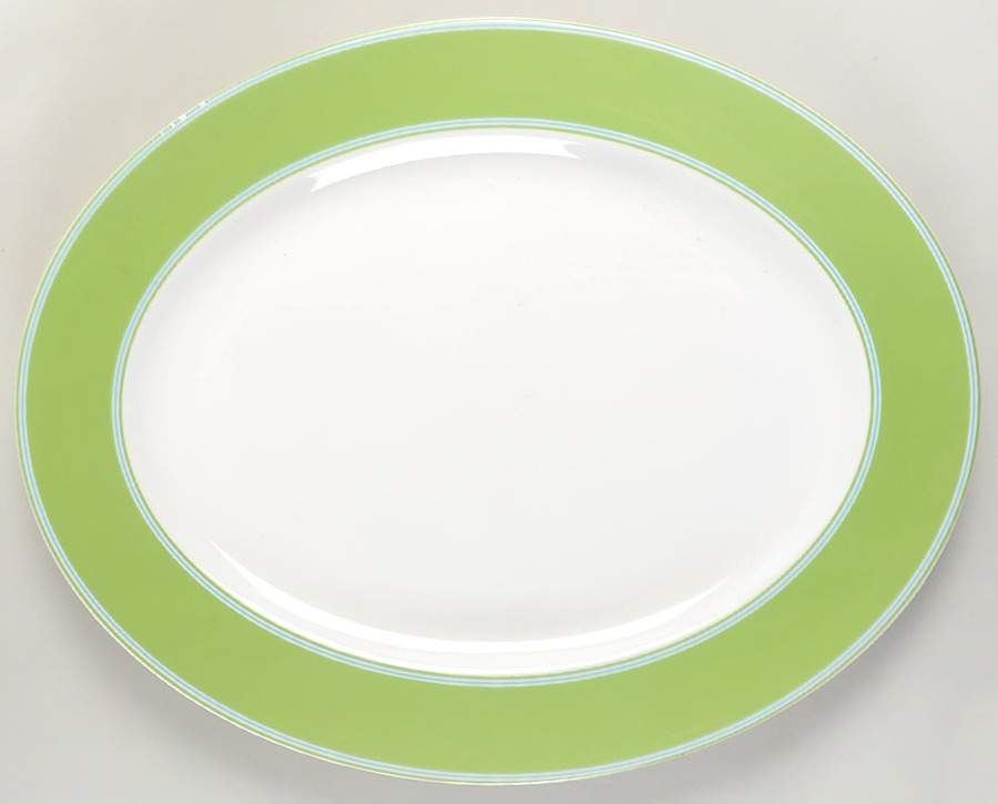 Cays Stripe Green 16" Oval Serving Platter by Lenox-1