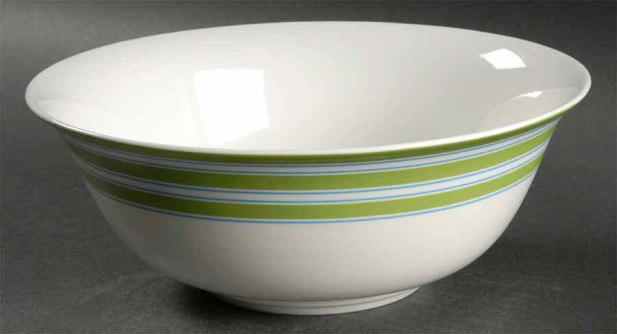 Cays Stripe Green 9" Round Vegetable Bowl by Lenox-1