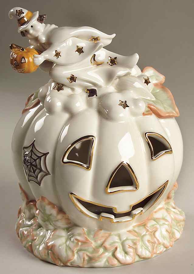 Halloween Electric Lighted Pumpkin Figurine by Lenox-1