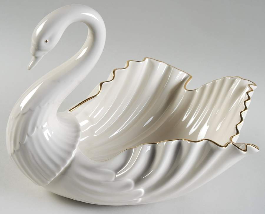 Swan Collection (Crm, Gold Tr, Legacy Edition) 8" Swan Form Bowl by Lenox-1