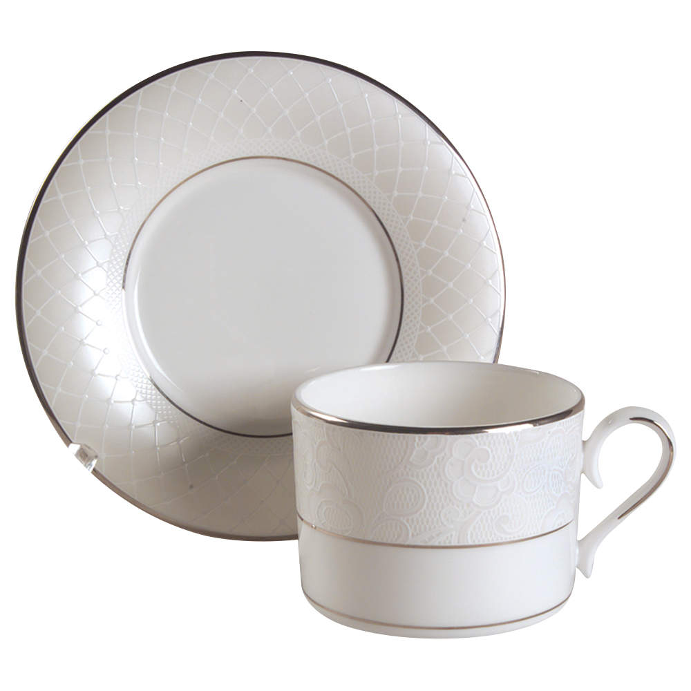 Venetian Lace Flat Cup & Saucer Set by Lenox-1