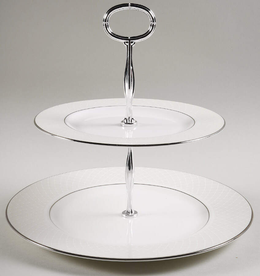Venetian Lace 6 5/8"-10"  2 Tiered Serving Tray (Dp, Sp) HC by Lenox-1