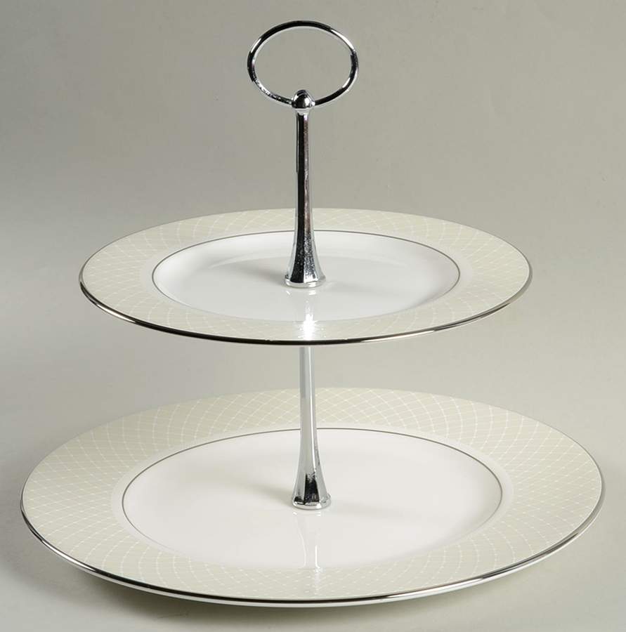 Venetian Lace 2 Tiered Serving Tray (Dinner & Salad Plate) by Lenox-1