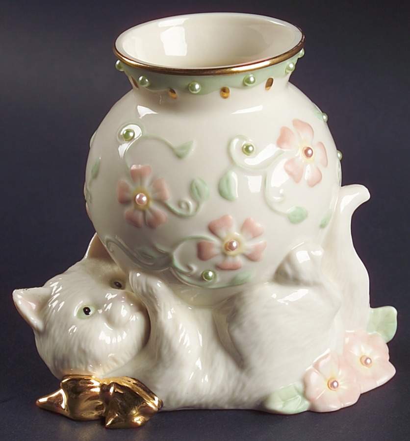 Petals & Pearls Figural Cat Bud Vase by Lenox-1